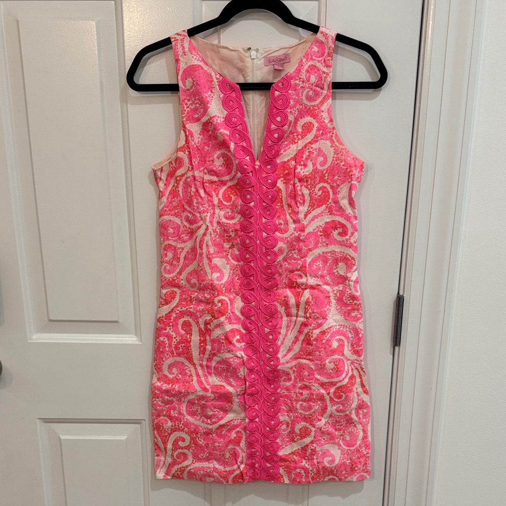 Lilly Pulitzer Pink And White Midi Dress